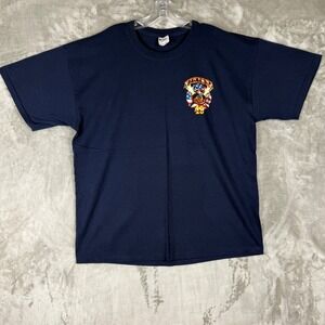 VTG Gildan Nikiski Fire Dept Alaska Moose Firefighter Graphic T-Shirt Navy XL